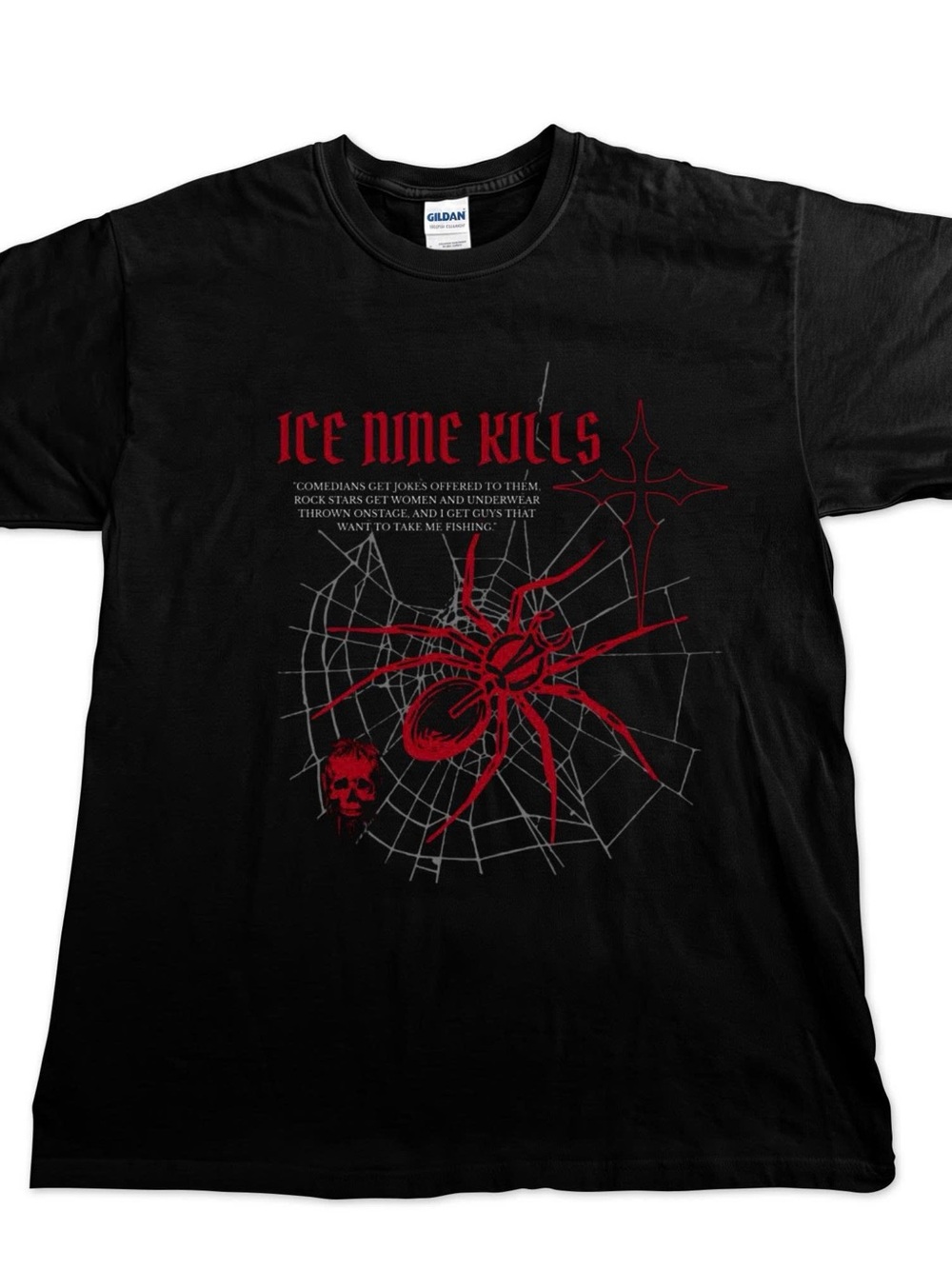Ice Nice Kills Graphic Tshirt Black Horror Metal Band Spiderweb Goth Halloween